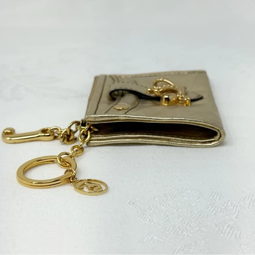 Juicy Couture Gold Metallic Crown Keychain Wallet Card Holder